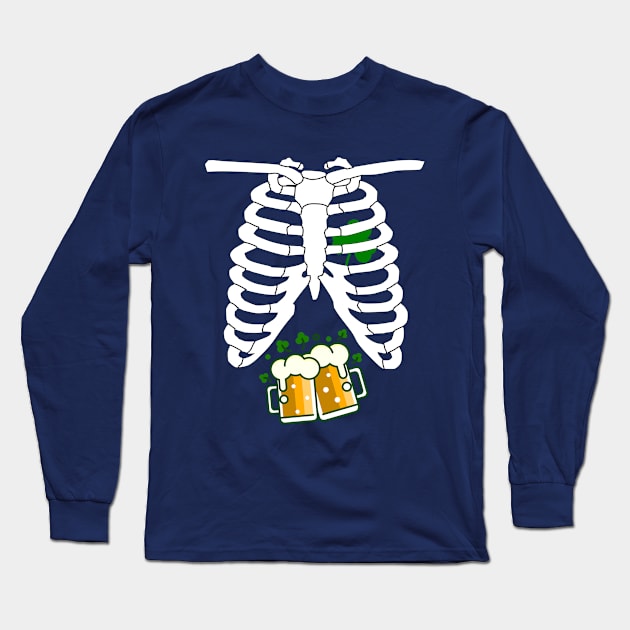 Beer Ribcage Irish Drinking St Patricks Day Long Sleeve T-Shirt by pho702